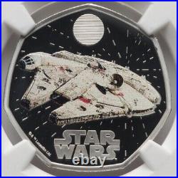 2024 Star Wars Millennium Falcon G Britain SILVER Proof Colorized Coin, NGC PF70