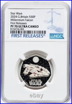 2024 Star Wars Millennium Falcon G Britain SILVER Proof Colorized Coin, NGC PF70