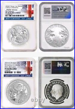 2024 Us/uk Liberty & Britannia 2 Mint Collaboration Ngc Pf70 Uc First Releases