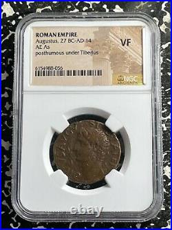 (27 BC- 14 AD) Ancient Rome Augustus Under Tiberius AE As NGC VF Lot#G1045