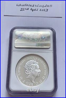2oz Silver Proof £5 Royal Mint Gothic Crown Quartered Arms 2021 Graded PF69 NGC