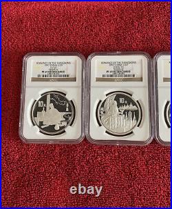 (4) 1997 China Romance 3 Kingdoms Silver 10 Yuan Coins NGC PF 68, 69 UC Series 3