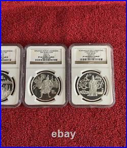 (4) 1997 China Romance 3 Kingdoms Silver 10 Yuan Coins NGC PF 68, 69 UC Series 3