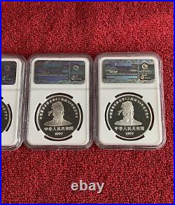 (4) 1997 China Romance 3 Kingdoms Silver 10 Yuan Coins NGC PF 68, 69 UC Series 3