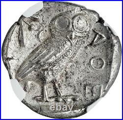 440- 404 Bc Silver Attica Athens Tetradrachm Athena/ Owl Coin Ngc Mint State 4/4