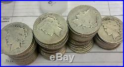 5 Rolls 100 Coins $1 CULL 1922-1935 PEACE US Silver Dollars Eagle 90% Bulk Lot