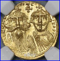 654 NGC MS Constans II Gold Solidus Byzantine Empire Mint State Coin (19010402C)