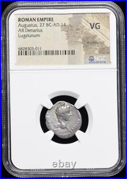 Augustus 27 BC-14 AD Roman Empire Octavian Gaius Lucius Denarius Silver Coin NGC