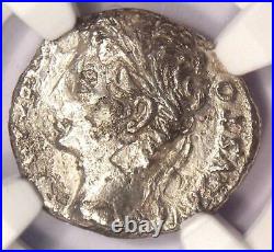 Augustus AR Denarius Coin 27 BC 14 AD, Spanish Mint Certified NGC VG