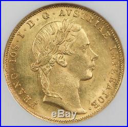 Austria 1855 A 1 Ducat/Dukat Gold Coin NGC MS63 KM#2263 Vienna Mint Top Grade