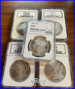 BULK Lot (5 Coins) MS65 1879-1904 Morgan Silver Dollar NGC/PCGS Set Collection