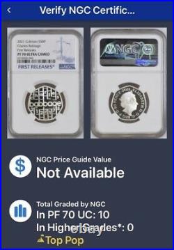 Charles Babbage 2021 Silver Proof NGC Graded PF70 Ultra Cameo First Releases