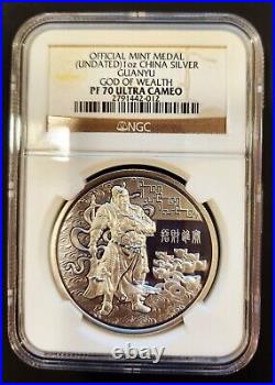China God of Wealth NGC PF70UC Guanyu 1oz Silver Official Mint Metal Chinese