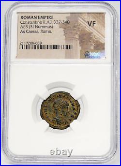 Constantine II son of the Great. NGC VF. Rome mint. Wreath. Roman Empire Coin