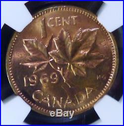 Double Error 1969 Canada Double Struck Flip Over In Collar 1c Mint Error Ms 64