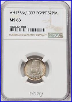 Egypt 1937 2 piastres NGC MS63