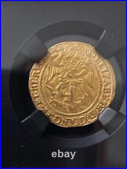 Elizabeth I Half Angel, mint mark coronet, two known examples, NGC AU53, TOP POP