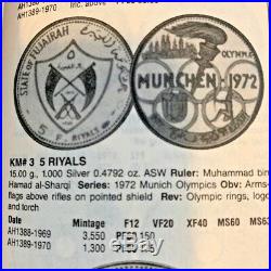 Fujairah UAE 1389 1970 Silver 5 Riyals 1972 Munich Olympics NGC PF67 Mint-1300