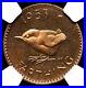 G BRITAIN 1953 Queen Elizabeth II Coronation PROOF, 1/4P Farthing Coin, NGC PF64