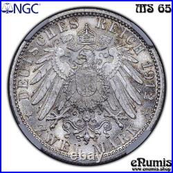 Germany Wurttemberg, Wilhelm II, 2 Mark 1912, NGC MS 65