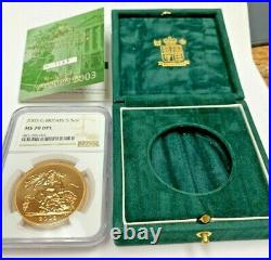 Great Britain 2003 Gold 5 Pounds Sovereign Elizabeth II NGC MS70DPL Mint-812 box
