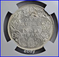 India, British Raj, Victoria, silver rupee 1900, Bombay mint, NGC MS61