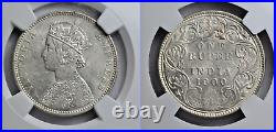 India, British Raj, Victoria, silver rupee 1900, Bombay mint, NGC MS61
