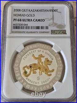 Kazakhstan 2008 500 Tenge Nomad Gold Series Silver Proof Coin Ngc Pf68