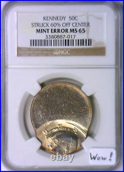 Kennedy Half Dollar Struck 60% Off-Center Mint Error NGC MS-65 Wow