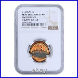 Lincoln Memorial Cent Broadstruck Obverse Indent Mint Error NGC MS64 RB