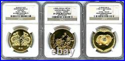 Lot Of 3 Lunar Series Medals Brass All Graded Ngc Proof 69 Ultra Cameo
