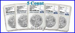 Lot Of 5 2020 (P) $1 Silver American Eagle NGC MS69 Early Releases ER Live Rea