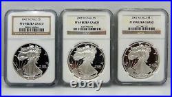Lot of 13, Proof American Silver Eagles, 2002 to 2015 NGC Graded PF69 UCAM