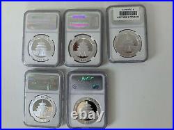 Lot of Five 5 China Panda Silver 1 Ounce coins NGC MS69 2005 thru 2011