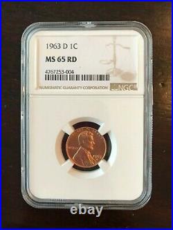 Lot of Thirty (30) 1963 D MS 65 RD LINCOLN MEMORIAL CENTS NGC Certified Coin