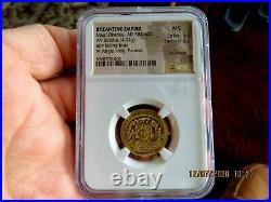 Maurice Tiberius Byzantine Empire Ancient Gold Av Solidus NGC MINT STATE 5/5 3/5