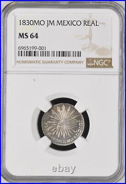 Mexico Silver 1 Real 1830-Mo JM Mexico City Mint. NGC MS-64, Stunning Near-Gem