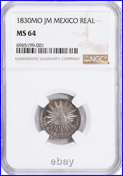 Mexico Silver 1 Real 1830-Mo JM Mexico City Mint. NGC MS-64, Stunning Near-Gem