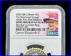 Mint Error 2020 NGC Great Britain UK £2 Silver/Gold Mayflower 400th Annive coin