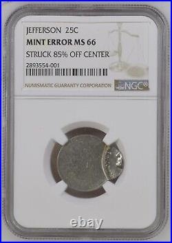 Mint Error Jefferson 25C NGC Struck 85% OFF Center