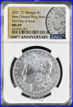 Morgan 2021 New Orleans Silver Dollar (O) Mint Mark 21XD NGC MS69 FDI OGP
