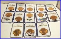 Ms62 Rare Lot Of 13 Gold $20.00 Us Liberty Coins 1922-1928 Ngc
