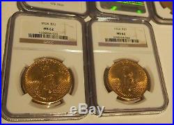 Ms62 Rare Lot Of 13 Gold $20.00 Us Liberty Coins 1922-1928 Ngc