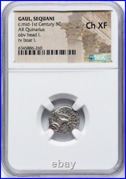 NGC Ch XF CELTIC GAUL Sequani Ancient France 1st Cent BC Coin, RARE MINT ERROR