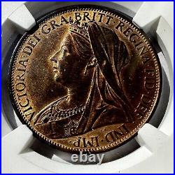 NGC Graded Great Britain Queen Victoria 1901 Penny MS 63 RB Mint State 63 Coin