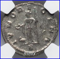 NGC MS Claudius II 268-270 AD Roman Empire Mint Denarius Coin, JUNO with PEACOCK