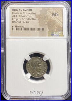 NGC MS Crispus Caesar 316-326 AD Son Of Constantine Roman Empire AE3 Nummus Coin