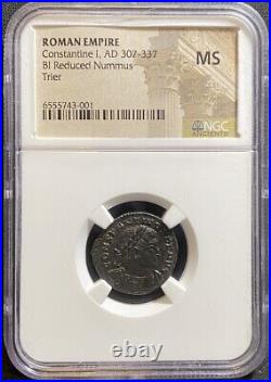 NGC MS ROMAN EMPIRE Constantine I The Great AD 307-337 Æ Nummus Coin, Top Pop
