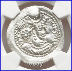 NGC MS Sasanian Empire Kingdom GW Mint Bahram V 420-438 AD Drachm Silver Coin