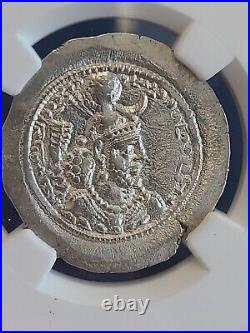 NGC MS Sasanian Empire Yazdgard I AD 399-420 AR Drachm AS Mint